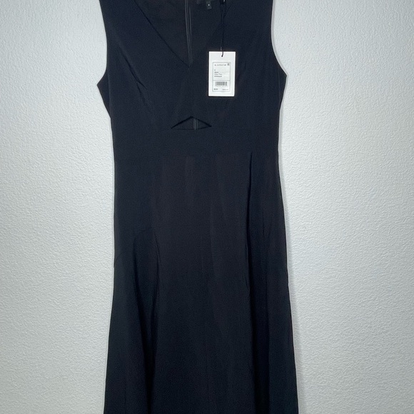 Theory dress midi black cut out NWT sz 8 Crisp Poly - Picture 2 of 9